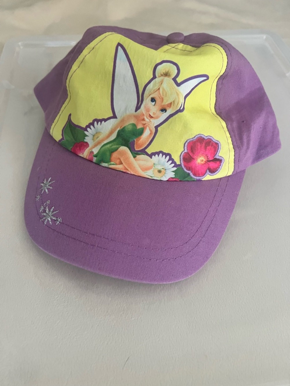 Y2K Disney Purple Tinker Bell Kids Hat with Yellow Front Panel